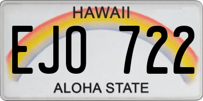 HI license plate EJO722