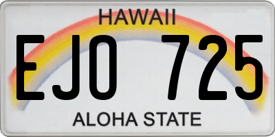 HI license plate EJO725