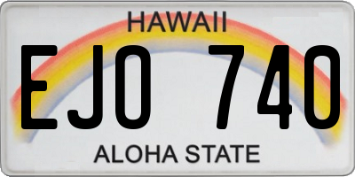 HI license plate EJO740