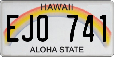 HI license plate EJO741