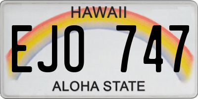 HI license plate EJO747