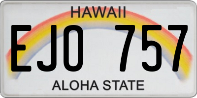 HI license plate EJO757