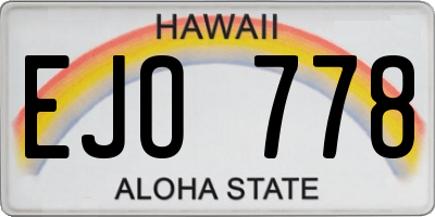HI license plate EJO778