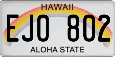 HI license plate EJO802