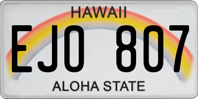 HI license plate EJO807