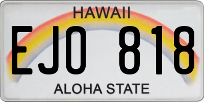 HI license plate EJO818
