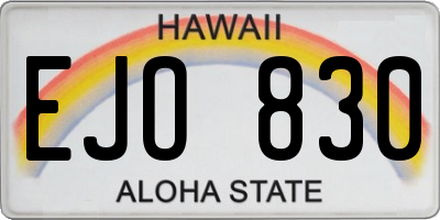 HI license plate EJO830