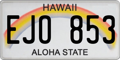 HI license plate EJO853