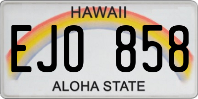 HI license plate EJO858
