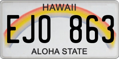 HI license plate EJO863