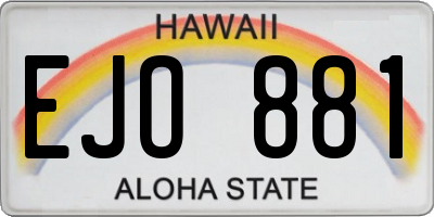 HI license plate EJO881
