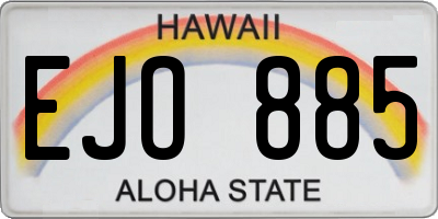 HI license plate EJO885