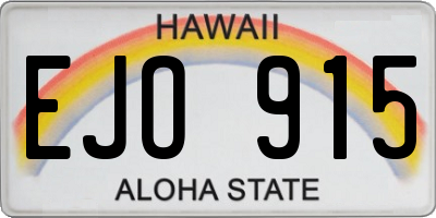 HI license plate EJO915