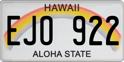 HI license plate EJO922