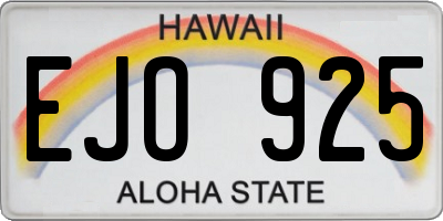 HI license plate EJO925