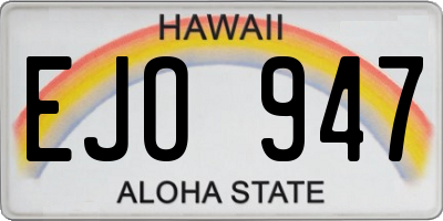 HI license plate EJO947