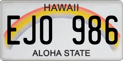 HI license plate EJO986