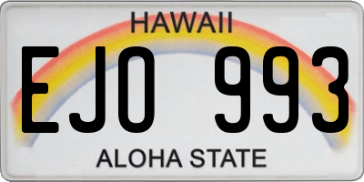 HI license plate EJO993