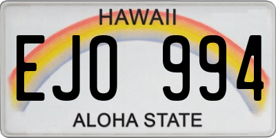 HI license plate EJO994