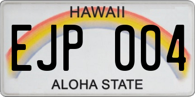 HI license plate EJP004