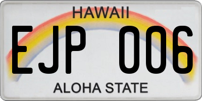 HI license plate EJP006