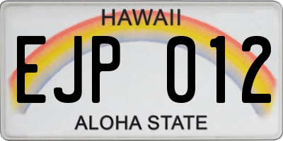 HI license plate EJP012