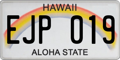 HI license plate EJP019