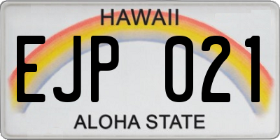 HI license plate EJP021