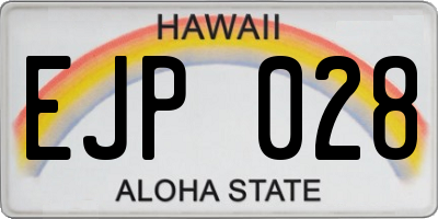 HI license plate EJP028