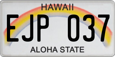 HI license plate EJP037