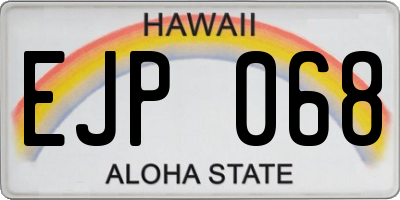 HI license plate EJP068