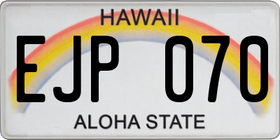 HI license plate EJP070