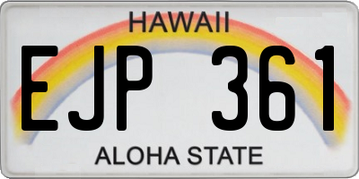 HI license plate EJP361