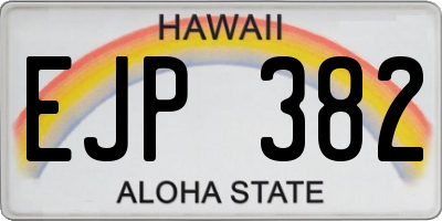 HI license plate EJP382