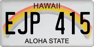 HI license plate EJP415