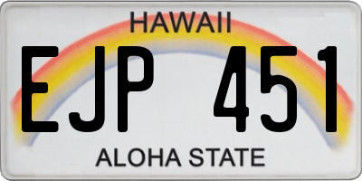 HI license plate EJP451