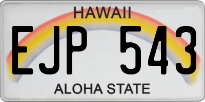 HI license plate EJP543