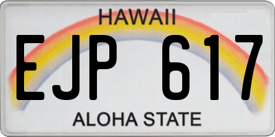 HI license plate EJP617