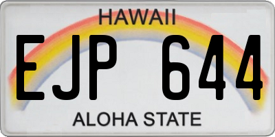 HI license plate EJP644
