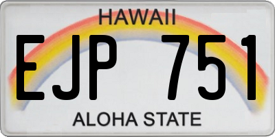 HI license plate EJP751
