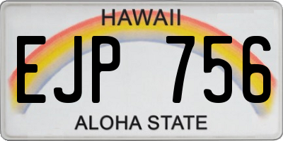HI license plate EJP756