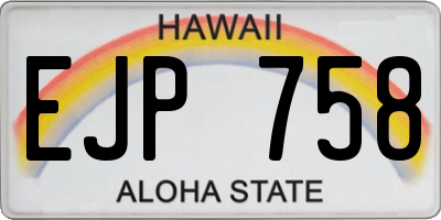 HI license plate EJP758