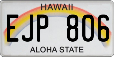 HI license plate EJP806