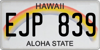 HI license plate EJP839