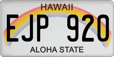 HI license plate EJP920