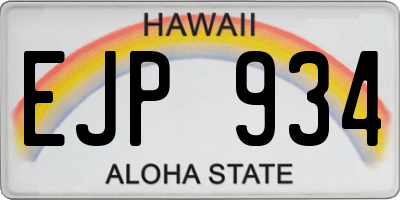 HI license plate EJP934