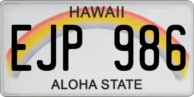 HI license plate EJP986