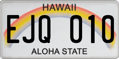HI license plate EJQ010