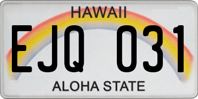 HI license plate EJQ031