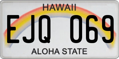 HI license plate EJQ069